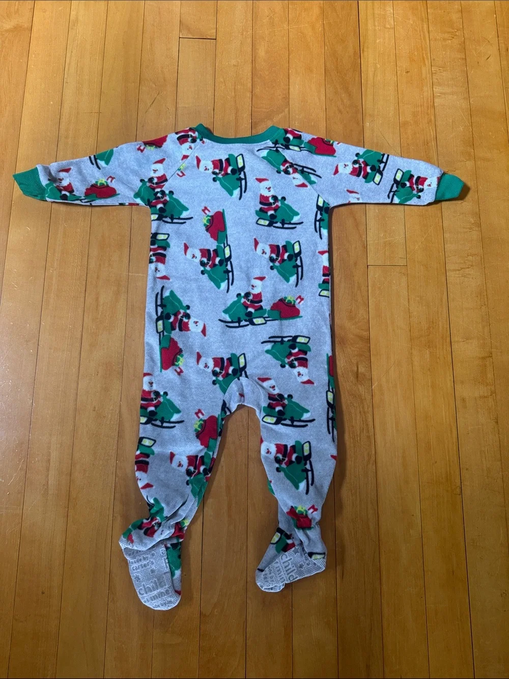 Carter’s Kids Holiday Santa Sled Footed One-Piece Pajama - Green & Red size 12M